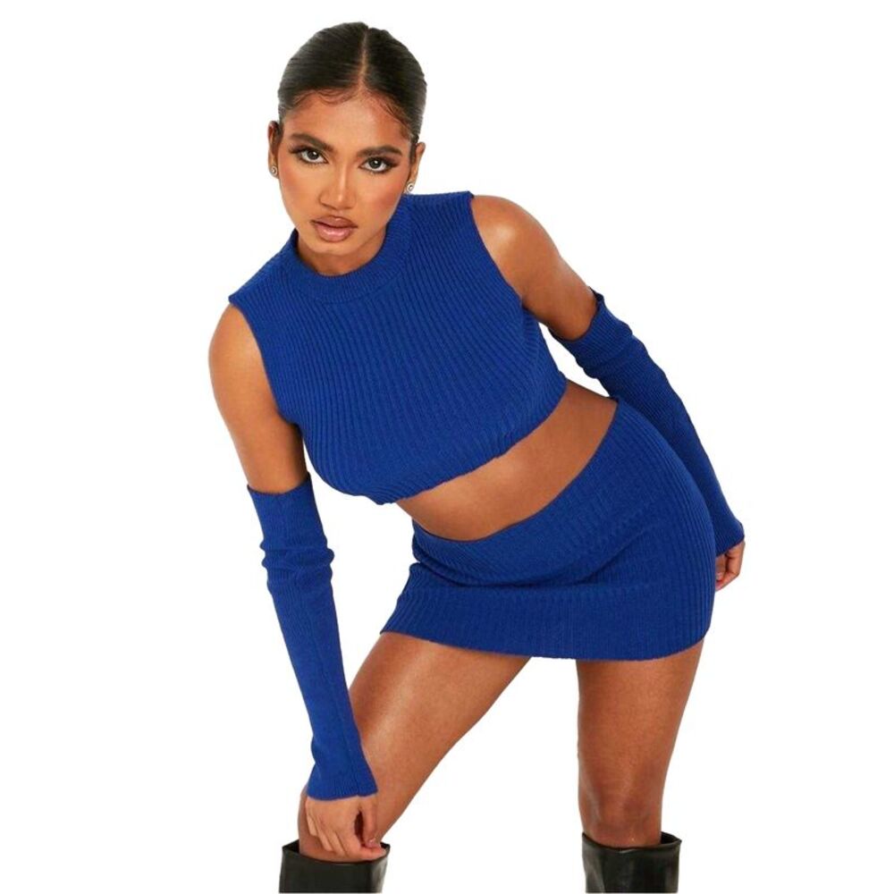 Missy Empire Womens/Ladies Knitted Crop Top / Blue